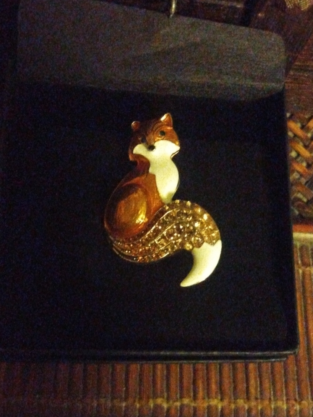 Gold and White Fox Pendant Necklace - Women Jewelry